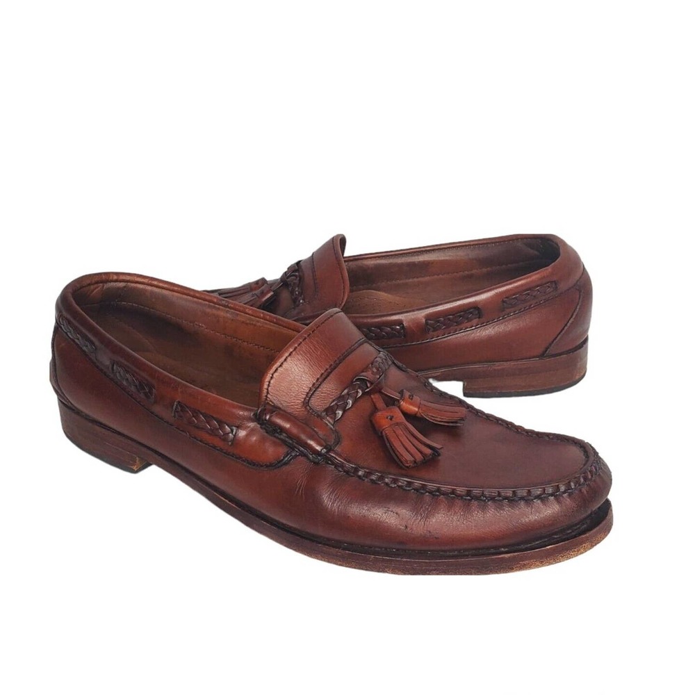 Allen Edmonds Carthage Loafers 42426 Brown Leather Moc Toe Tassels Men's US 11C